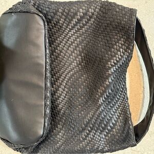Black Woven Vegan Leather Tote Bag
